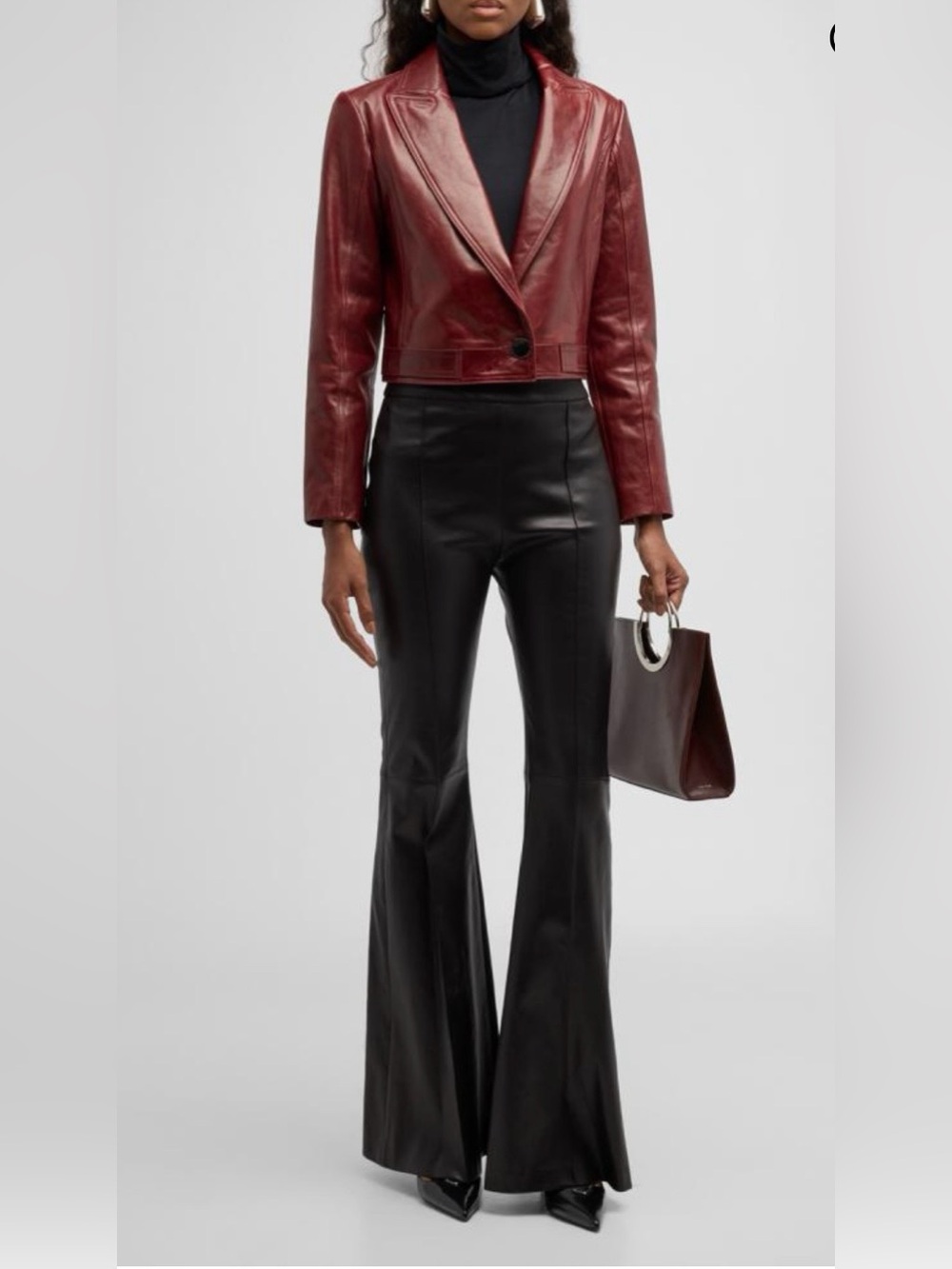 Kobi Halperin Women's Wine Red Leather Blazer Jacket
